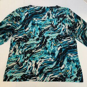 JM Collection Womens Size XL Green Abstract 3/4 sleeve Pullover Shirt